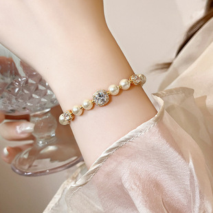 2025新款法式方糖锆石串珠珍珠手链女轻奢小众精致手串高级感手饰