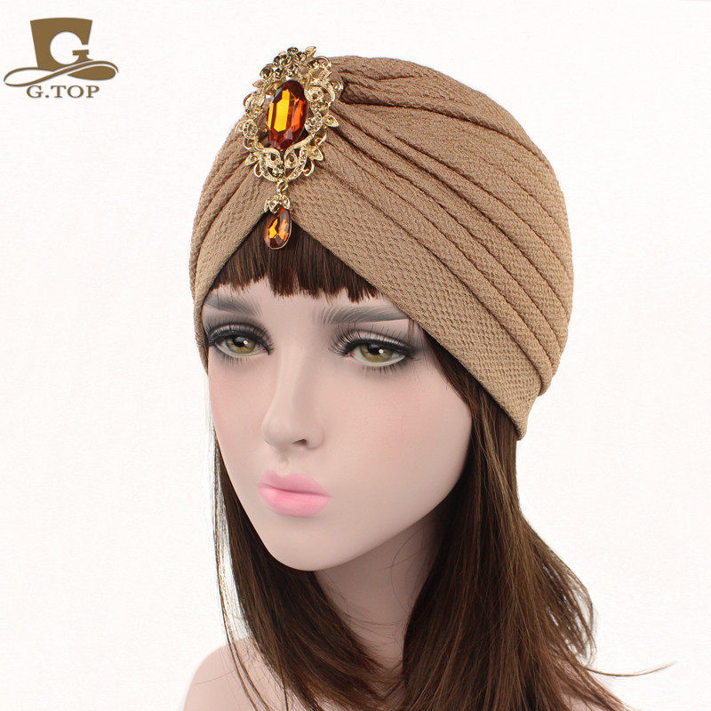 女士流行头巾帽印度帽合金吊坠配饰帽子简便套头民族帽turban hat