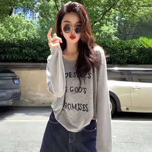 胖mm2 上衣薄款 300斤字母防晒罩衫 T恤女春夏气质漂亮小衫 长袖 大码