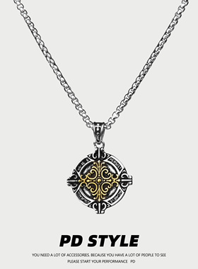 复古风百搭鸢尾花银色钛钢项链