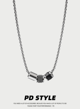 PDSTYLE 中性风三环小蛮腰项链男女生简约高级感轻奢钛钢锁骨链潮