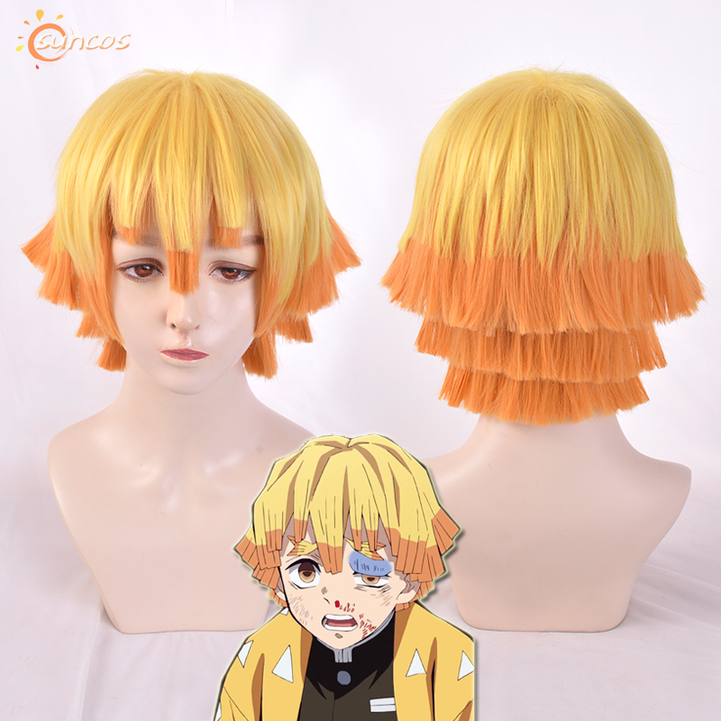 动漫鬼灭之刃我妻善逸cos假发