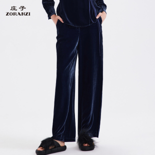 ZORANZI高腰优雅慵懒风庄子女春秋长裤 WTS3092D 显瘦丝绒直筒裤