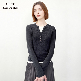 庄子女装 显瘦羊毛针织衫 圆领打底衫 修身 WKU3575D 女秋冬季 ZORANZI