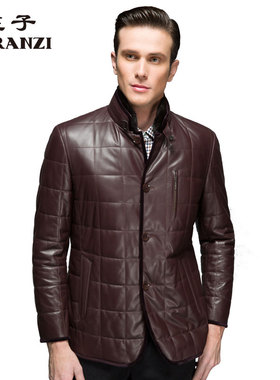 ZORANZI绵羊皮庄子男秋冬商务休闲短款皮衣立领夹棉外套LMA10782