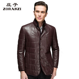 ZORANZI绵羊皮庄子男秋冬商务休闲短款皮衣立领夹棉外套LMA10782