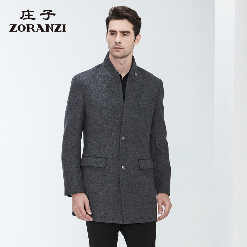 ZORANZI庄子男装秋冬中长款毛呢大衣修身立领毛呢外套ZPH60089