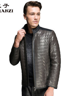 ZORANZI绵羊皮皮衣庄子男秋冬商务休闲立领修身皮夹克LMQ12608