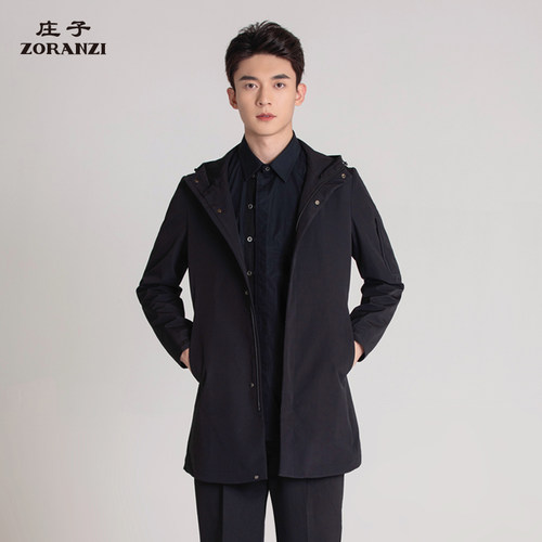 ZORANZI庄子中长款连帽风衣外套