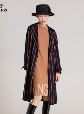 ZORANZI庄子秋冬女长袖直筒西装领中长百搭双排扣风衣WWM33128