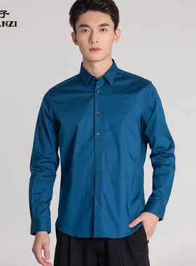 ZORANZI庄子男装秋冬季长袖衬衫男商务休闲通勤百搭上衣ZSJ3067F