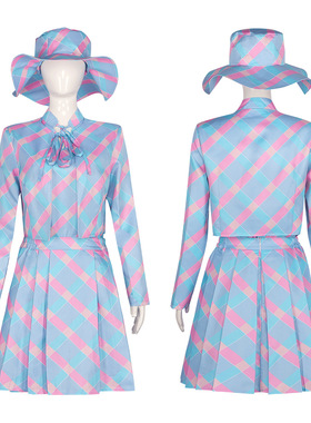 真人版电影cosplay舞台表演服巴比cos服Barbie肯尼ken蓝色条纹裙