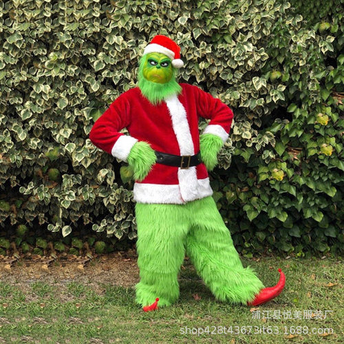 2022圣诞服装cosplay衣服圣诞老人怪杰绿毛怪格林奇表演服现货