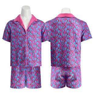 新款芭比肯尼沙滩服粉色毛领衬衣套装服ken万圣节角色cosplay服装