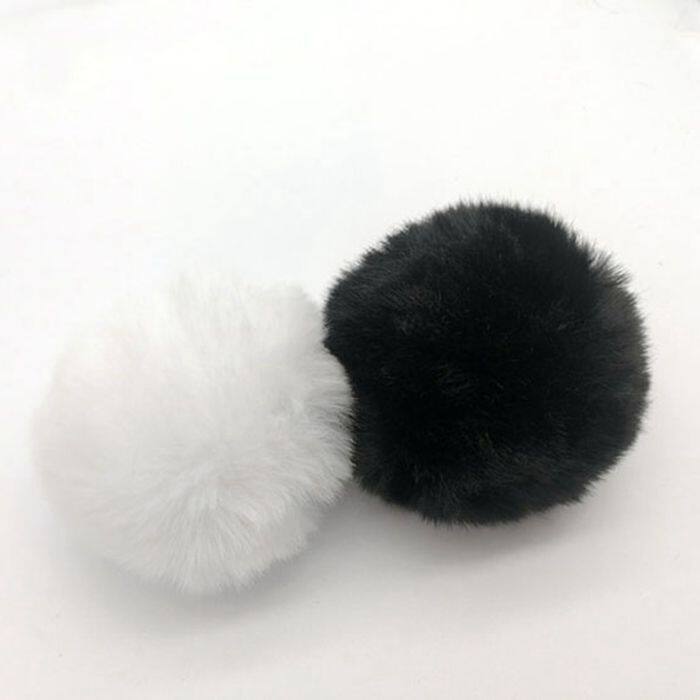 大号长毛绒球球黑白色仿兔子尾巴装饰球cos兔女郎屁股毛球diy饰品