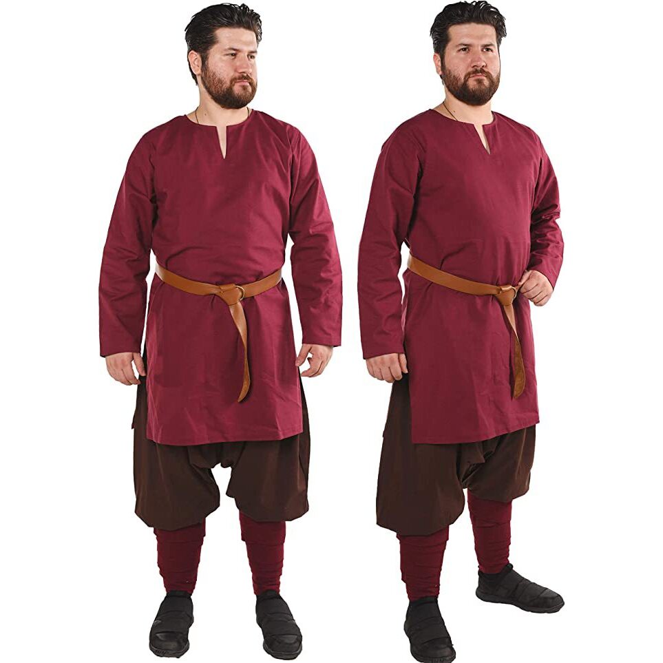 中世纪文艺复兴T恤长袍长袖维京装扮cosplay演出服棉麻上衣男装