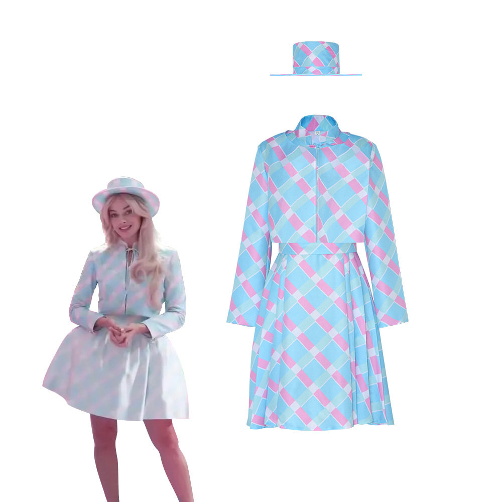 新款 热门影视真人版cos服芭比蓝色套装礼服连衣裙万圣节表演服