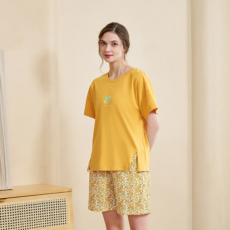 美标夏睡衣女士两件套家居服短袖短裤宽松100%纯棉韩版薄款可外穿,女士内衣/男士内衣/家居服,睡衣/家居服套装,淘宝优惠券,粉丝福利购,淘宝优惠卷