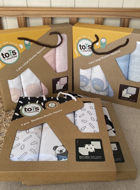 外贸tots婴儿包单初生纯棉包被产房包巾新生儿纱布浴巾原包装礼盒