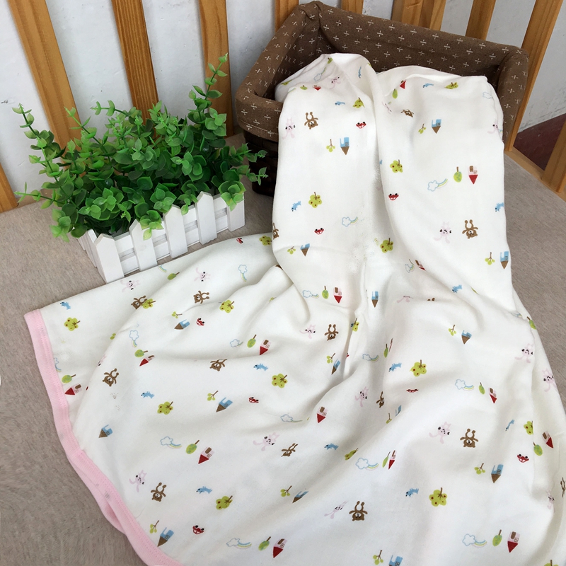 清~三层竹纤维卡通婴儿纱布盖毯超软新生儿包巾幼儿园盖被120*120-封面