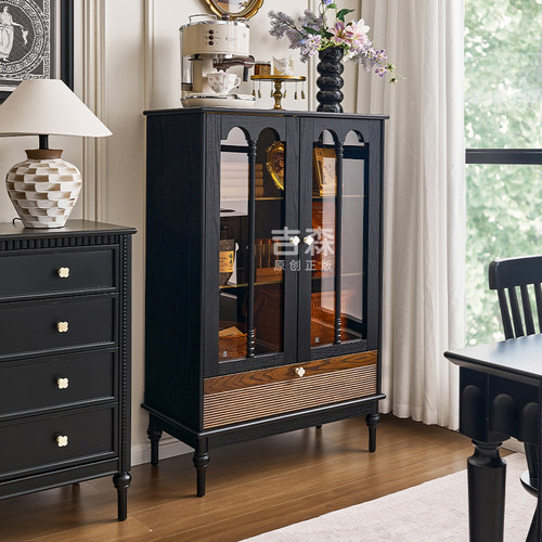 吉森木业法式复古实木酒柜展示柜