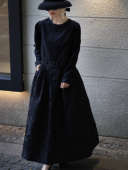 亦克阿瑟全黑轻奢提花小黑裙 复古 高腰蓬蓬裙半身裙伞裙赫本女装