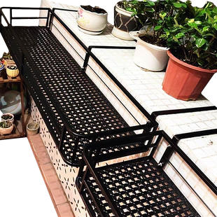 简约圆角阳台栏杆花架悬挂式加宽挂实体墙铁艺花盆架壁挂置物架