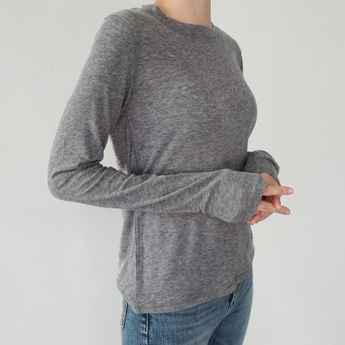 T153韩国女装新品2026薄透修身圆领套头长袖秋冬女T恤打底衫