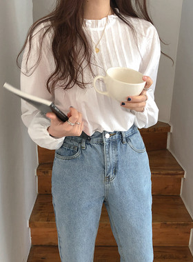 甜美木耳边防晒麻棉女衬衫