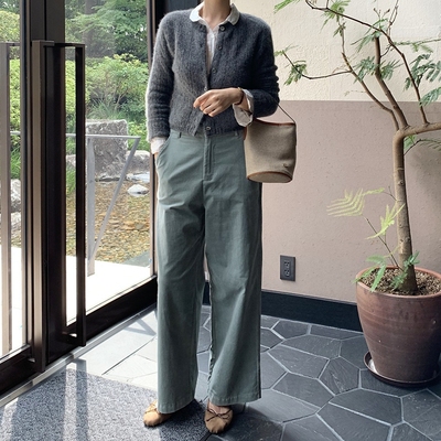 中腰灯芯绒阔腿显瘦休闲裤