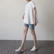 T233好品质韩国宽松裙式双面棉圆领短袖夏季女t恤上衣显瘦