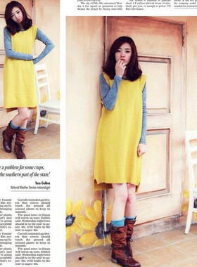 k307韩国女装2025甜美简约前短后长羊毛无袖连衣裙长款背心