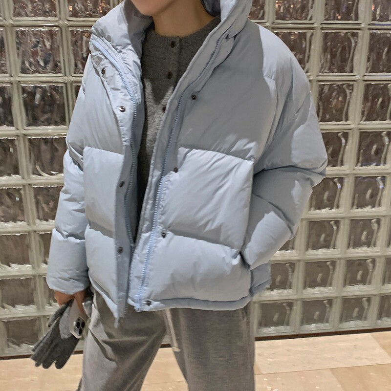 简约90白鸭绒蓬松保暖立领羽绒服