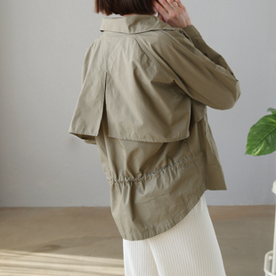 宽松春夏秋女风衣外套纯棉 美拉德新简约设计感长袖 F34 1韩国女装