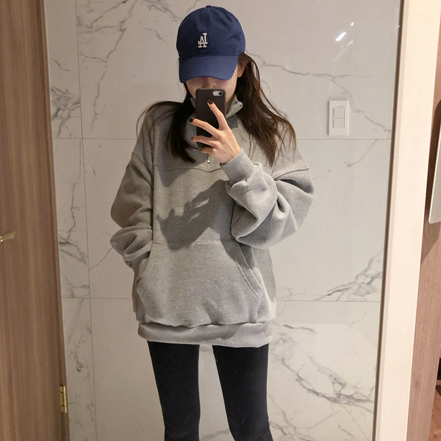 韩国套头抓绒保暖卫衣新品2025