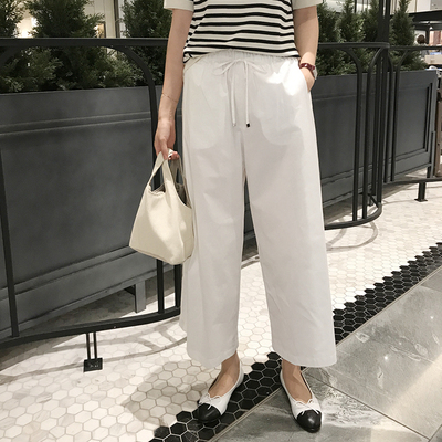 K51韩国女装新款2026宽松春夏女阔腿裤八九分裤显瘦棉质通勤显瘦