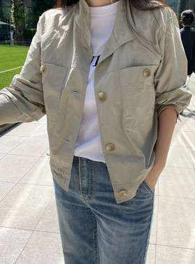 F46韩国女装新款2025简约宽松秋季百搭女风衣外套上衣轻防水防晒