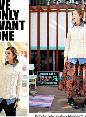 k204韩国女装代对花扭花羊毛套头保暖女毛衣外套现货简约现货