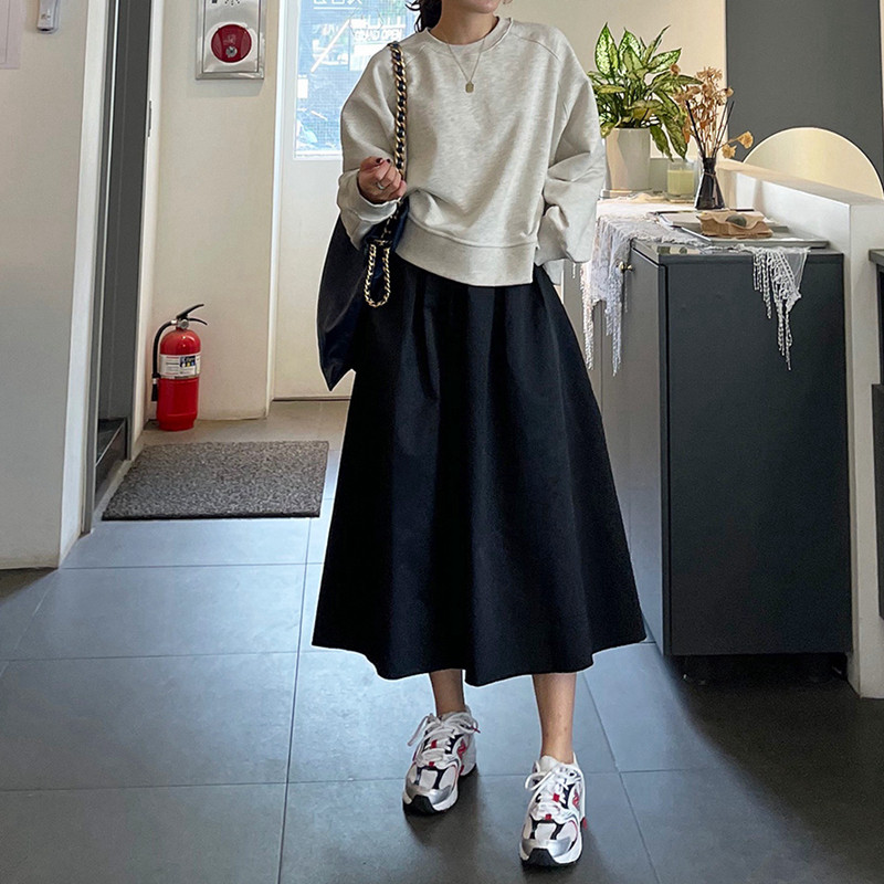 简约开叉圆领套头毛圈棉棉卫衣