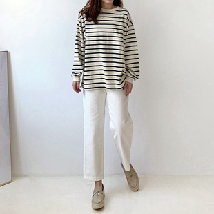 K52韩国女装新款2025简约宽松棉质春夏女休闲裤九分裤显瘦裤子