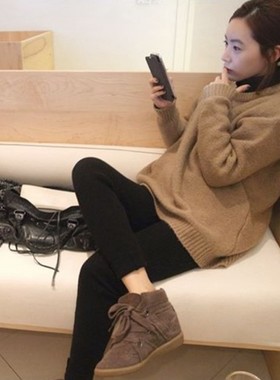 W023韩国女装新款简约宽松圆套头羊毛马海毛秋冬女毛衣打底