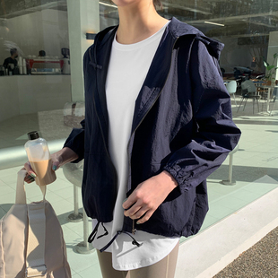 女风衣防晒衫 2025戴帽拉链宽松春夏长袖 薄挡风防雨 新品 F29韩女装
