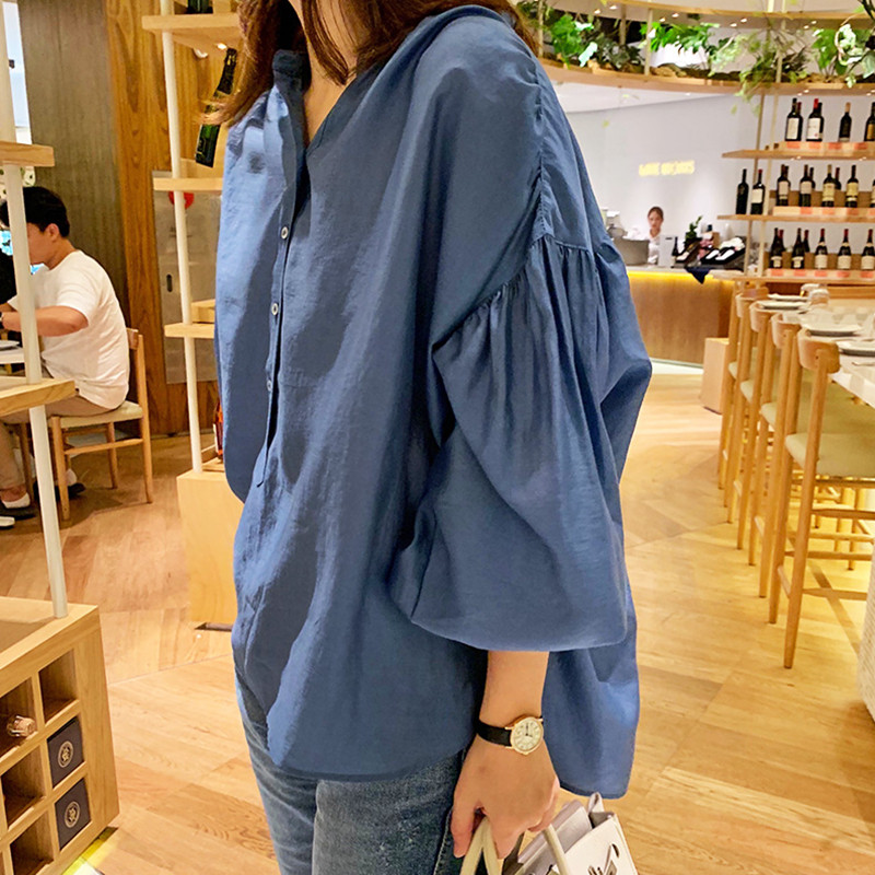 韩国飘逸天丝防晒通勤风薄衬衫