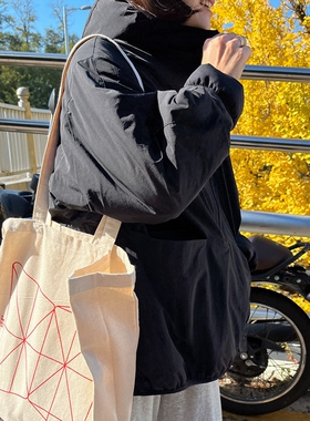F80好品质韩国三防挡风保暖戴帽套头宽松长袖女棉服外套
