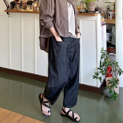萝卜宽松薄棉九分牛仔裤春夏显瘦