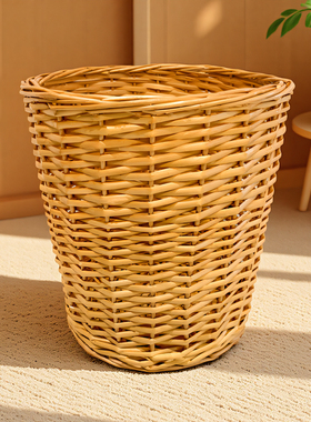 藤编垃圾桶民宿特色纸篓高颜值酒店卧室无盖中古ins原木风大容量
