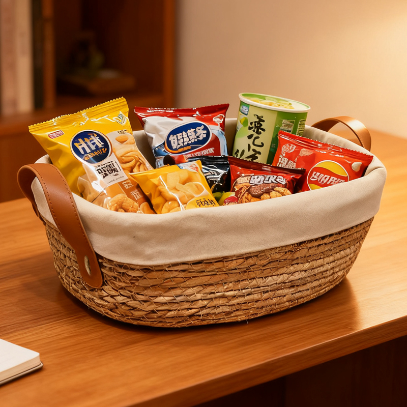 无漆天然藤编零食收纳筐客厅茶几电视柜抽屉整理篮桌面储物筐草编