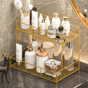 浴室台面化妆品置物架轻奢收纳盒宿舍桌面洗漱用品分层架子卫生间