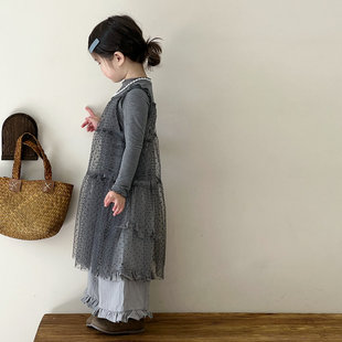 2026春季 女童波点吊带纱裙两件套韩系女宝宝网纱连衣裙 新款
