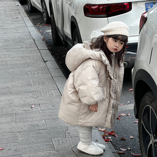 （清亏不退不换）90白鸭绒童装冬季儿童羽绒服长款连帽女童厚款